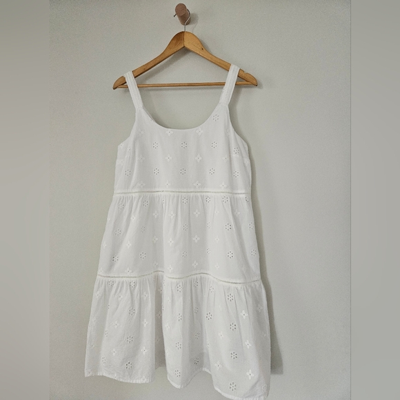 Tribal Eyelet Tiered Dress White Size S - Picture 2 of 7